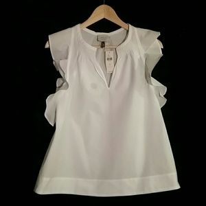 Anthropology "HD in Paris" white cotton top